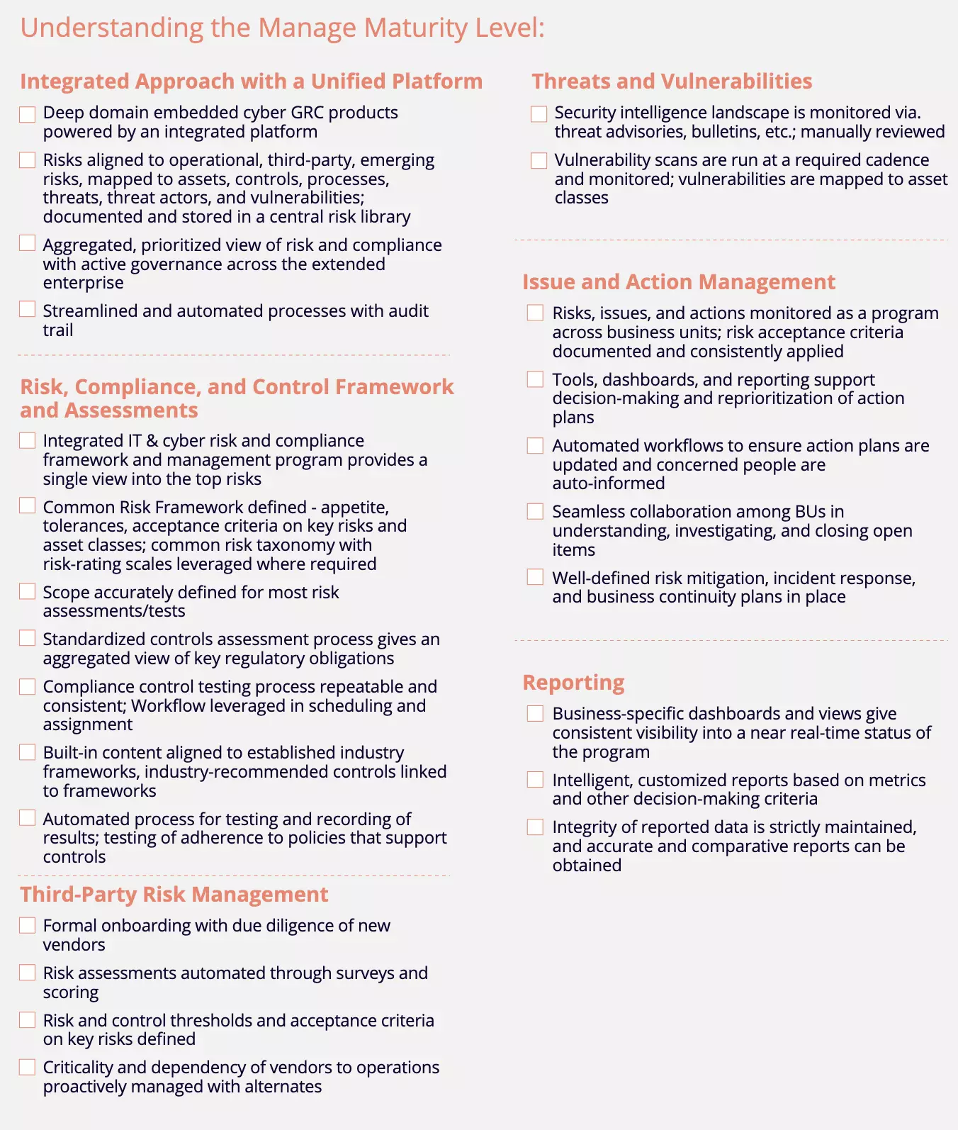 Understanding the Manage Maturity Level