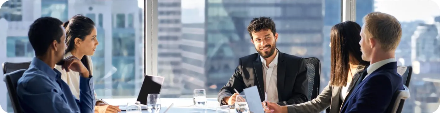Executives in a boardroom meeting